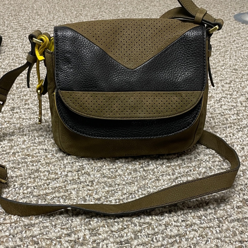 Fossil Black and Brown Crossbody Bag
